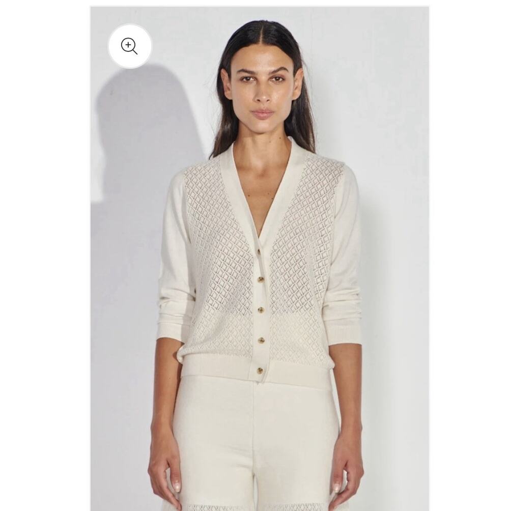 Pampa the Brand Rania Cardigan Cloud XS/S Alpaca Pima Cotton Sweater Peru $365